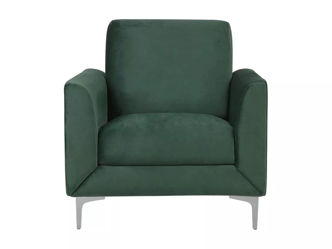 Ensemble canapés et fauteuil en velours vert 6 places FENES
