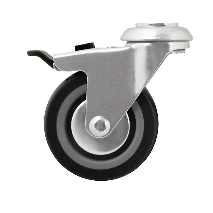 Roulette pivotante grise ø7.5 cm avec freins, charge max 60 kg