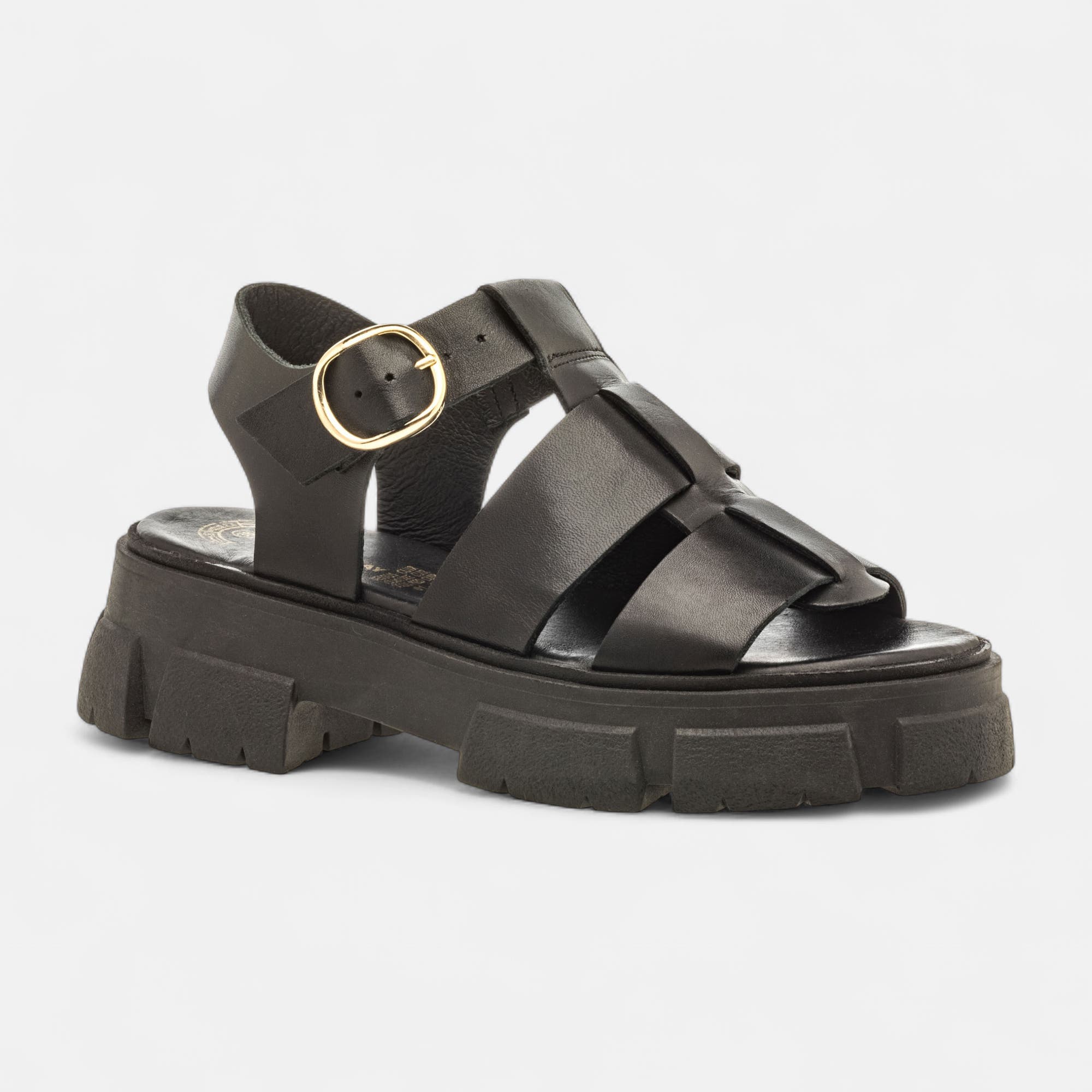 Sandales Femme en cuir noir