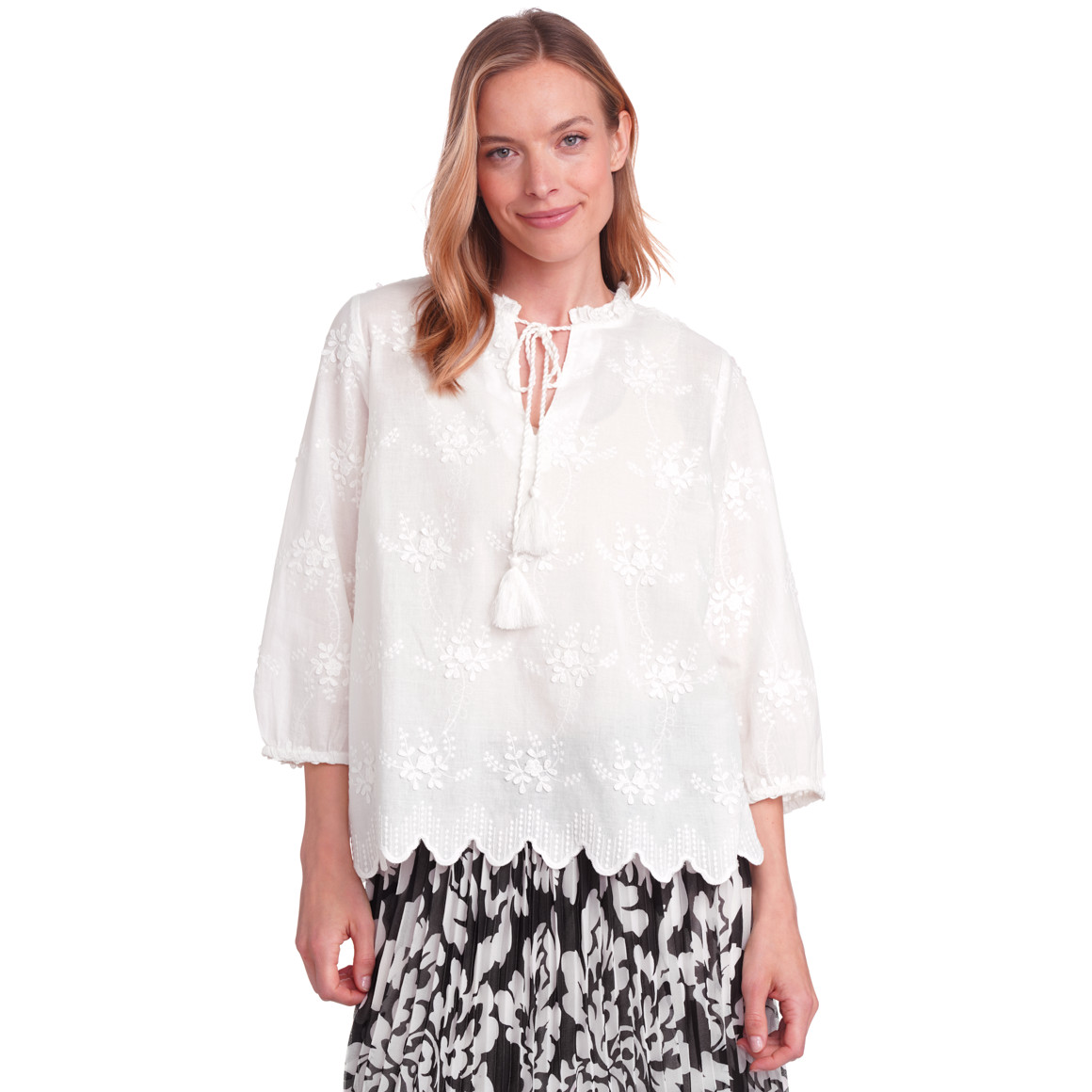 Damen Bluse mit Cut-Out weiss