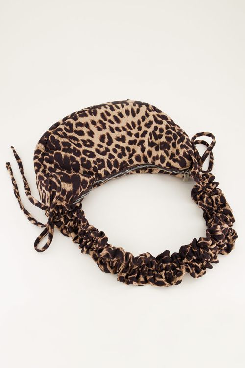 Panterprint crossbody tas met ruffles