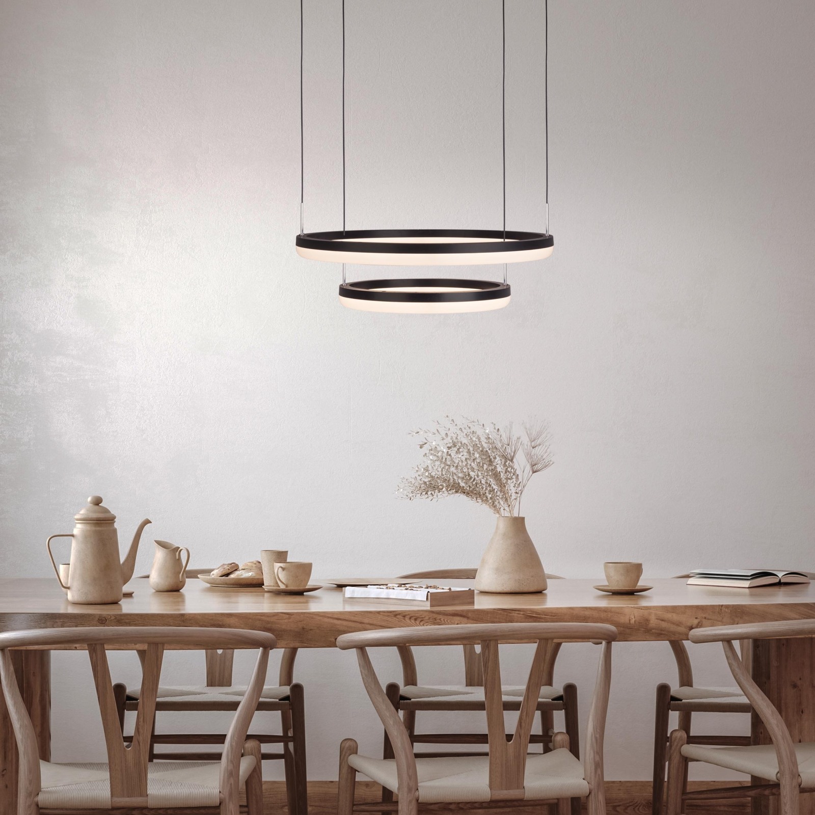 LED-Pendelleuchte CIRCULO - schwarz-weiß - mit Fernbedienung