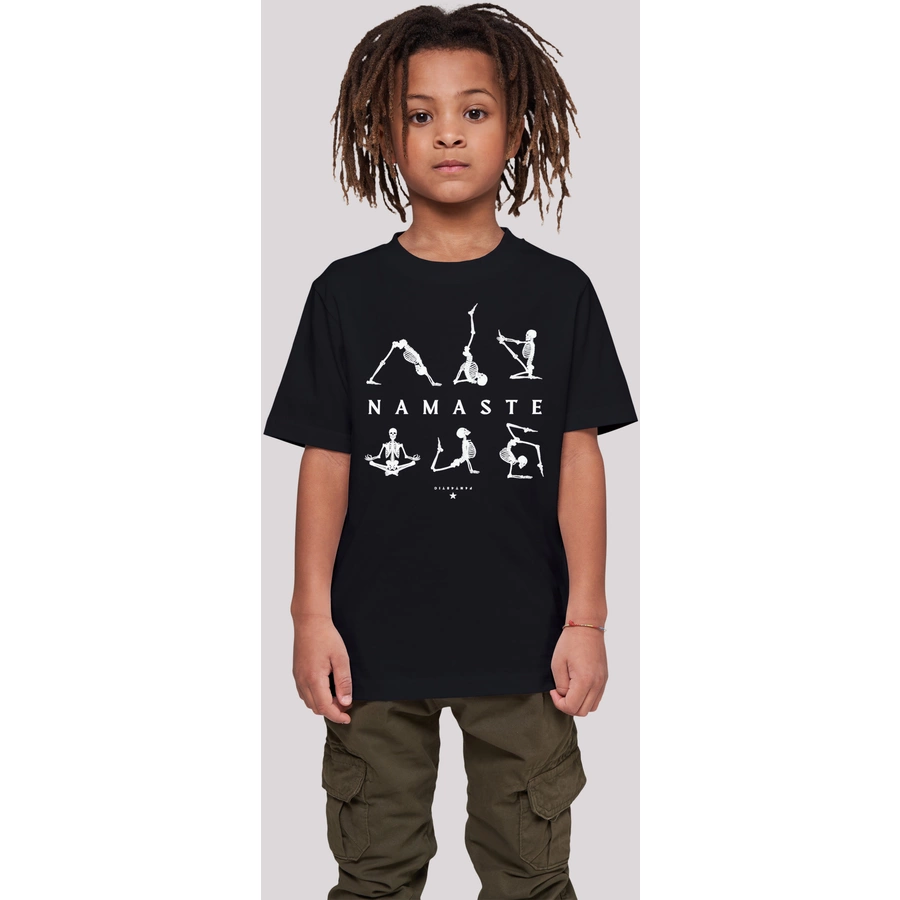 F4NT4STIC T-Shirt Namaste Yoga Skelett Halloween schwarz