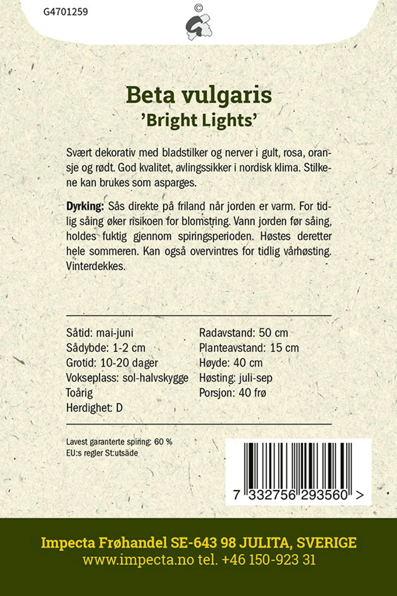 Beta vulgaris 'Bright Lights' Bladbete 'Bright Lights'