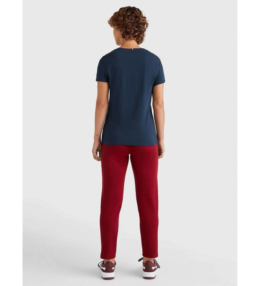 Camiseta Tommy Hilfiger Heritage com decote em V, azul marinho