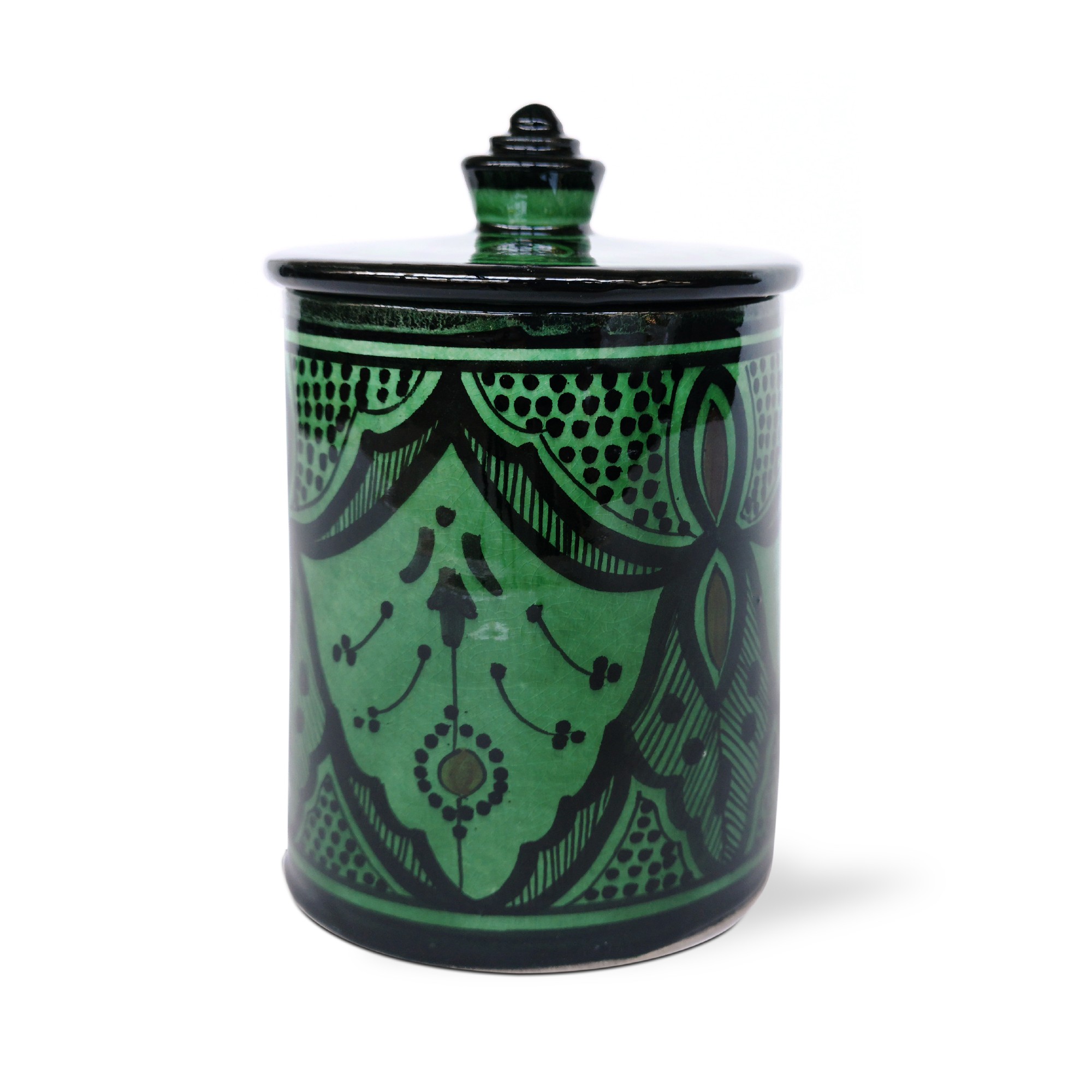 Zierbehälter mit Deckel, grün, Ø 10 cm, H 14 cm von fischer's lagerhaus