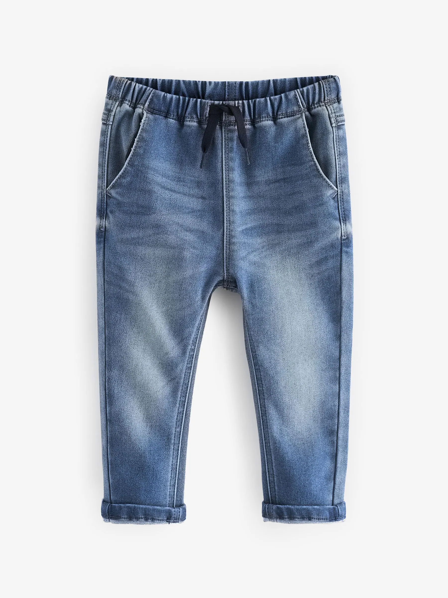 Blauw-zwart denim - Set van 2 superzachte jeans met stretch en elastische taille (3mnd-7jr)