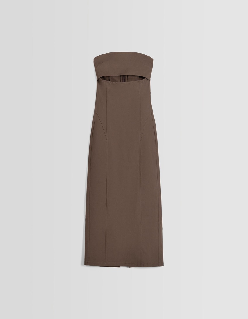 Vestido bandeau com recortes