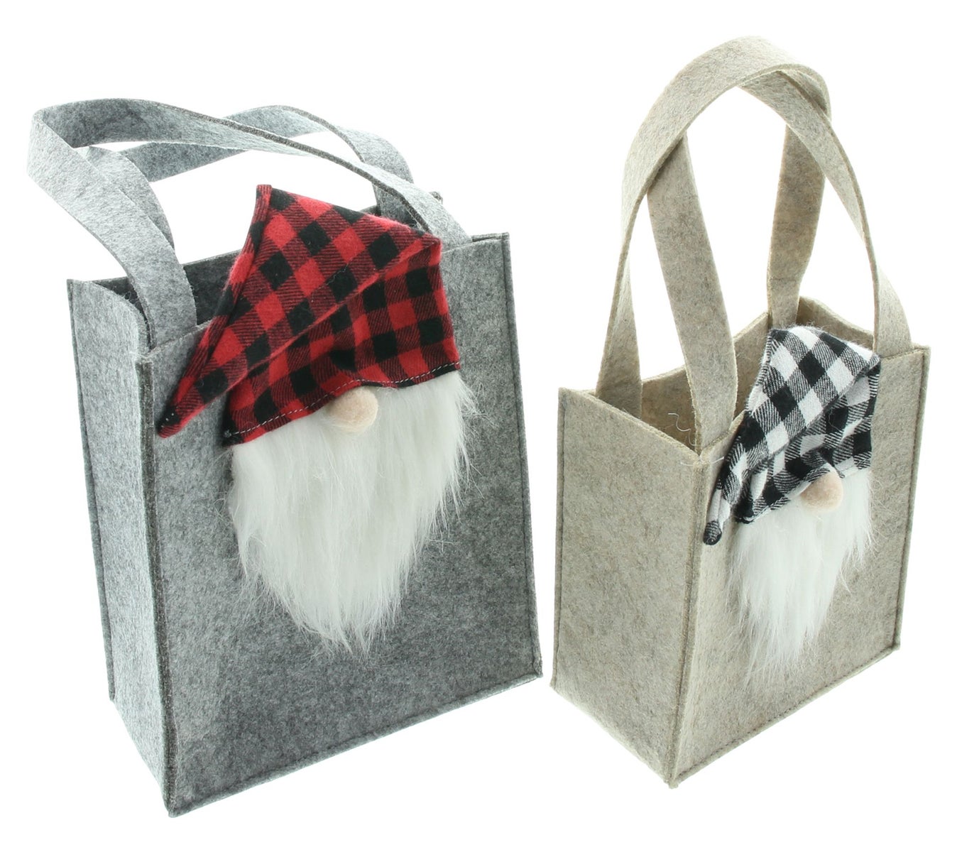 FRANK FLECHTWAREN | Geruite Kaboutertas, Set van 2, 15 x 8 x 15 cm, 18 x 9 x 20 cm, VILT