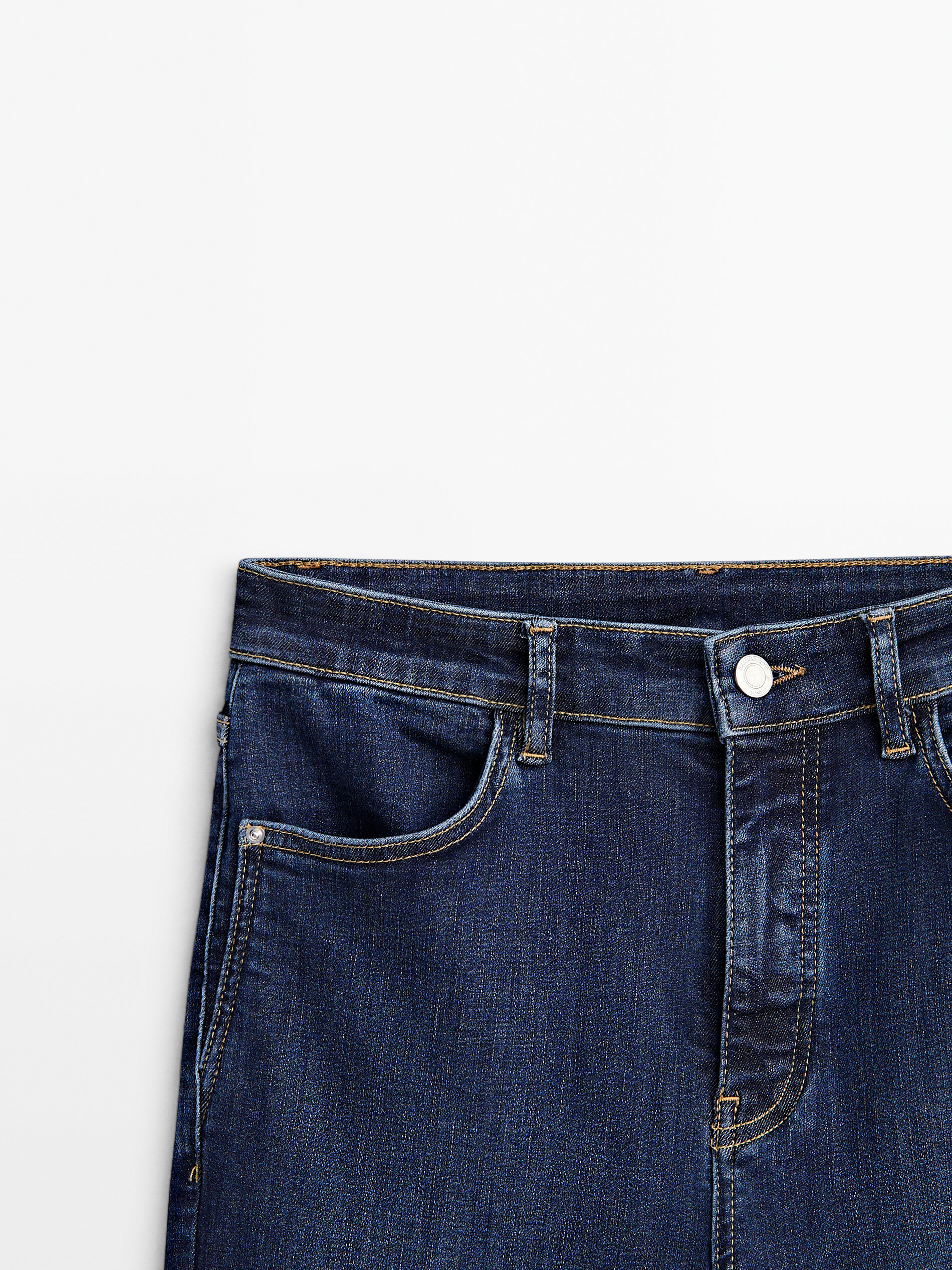 Calça Jeans Skinny Flare de Cintura Alta - AZUL MÉDIO