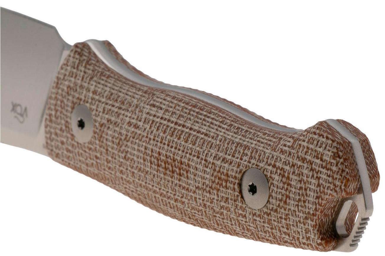 MKM Small Lov MK-SL-NC, Satin M390, Natural Canvas Micarta vaststaand mes, Jesper Voxnaes design