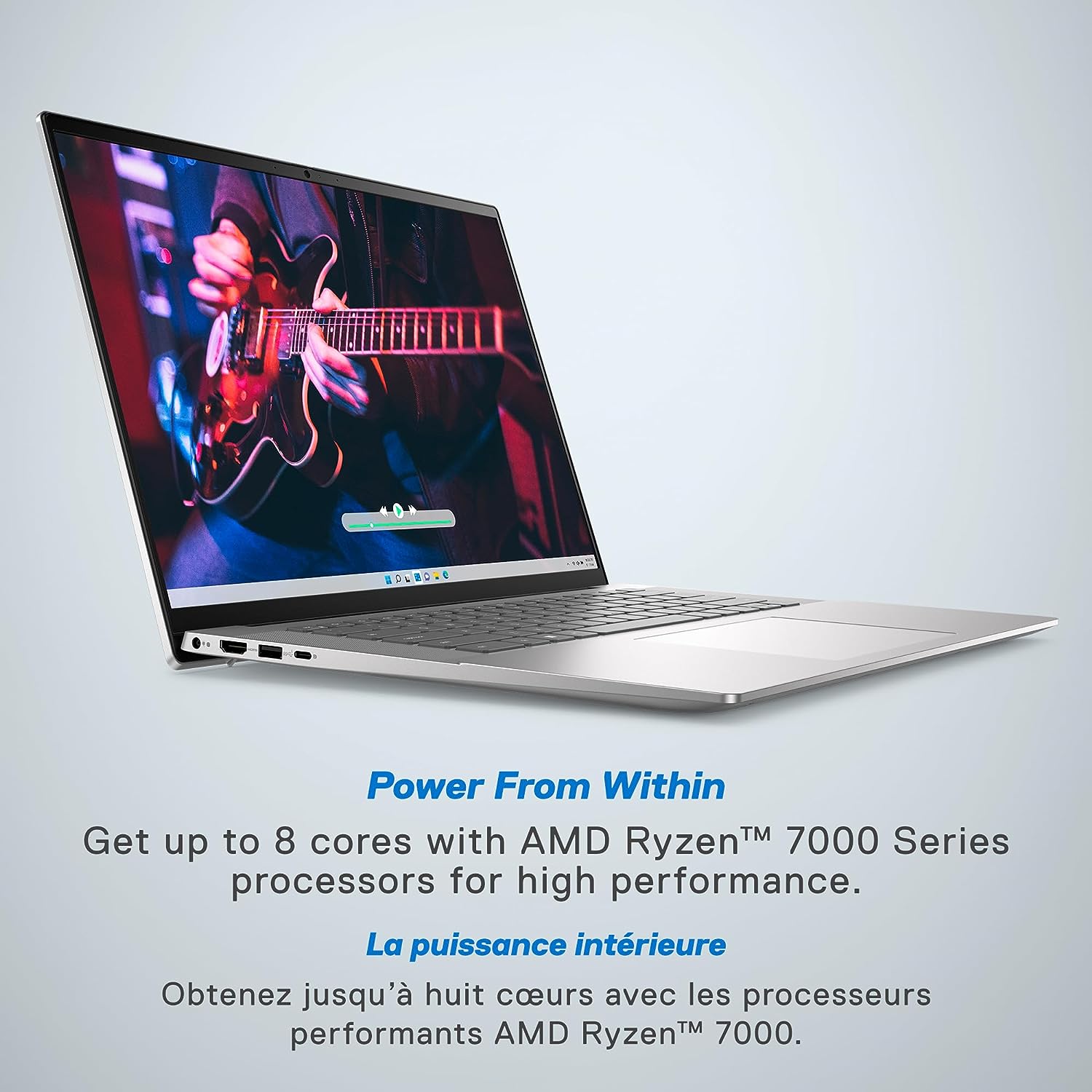 Notebook Dell Inspiron 16 5635 - AMD Ryzen 7-7730U, Tela QHD de 16 polegadas, 16 GB de RAM LPDDR4x, SSD de 1 TB, Placa de vídeo AMD Radeon, Windows 11 Home, 1 ano de suporte premium - Prata Platina