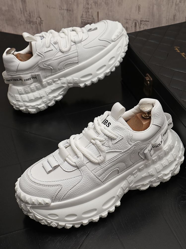 Mr Ozera - Platform Plain Lace Up Sneakers