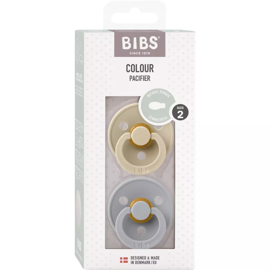 BIBS® Schnuller Colour Symmetrischer Sauger Cloud & Vanilla 6-18 Monate, 2 Stk.