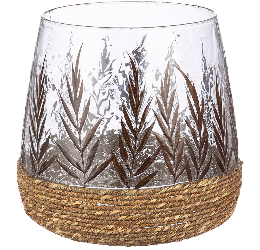 GILDE Teelichthalter »Kerzenhalter Greenery« Teelichtleuchter, 1-flammig, aus Glas, Höhe ca. 20 cm
