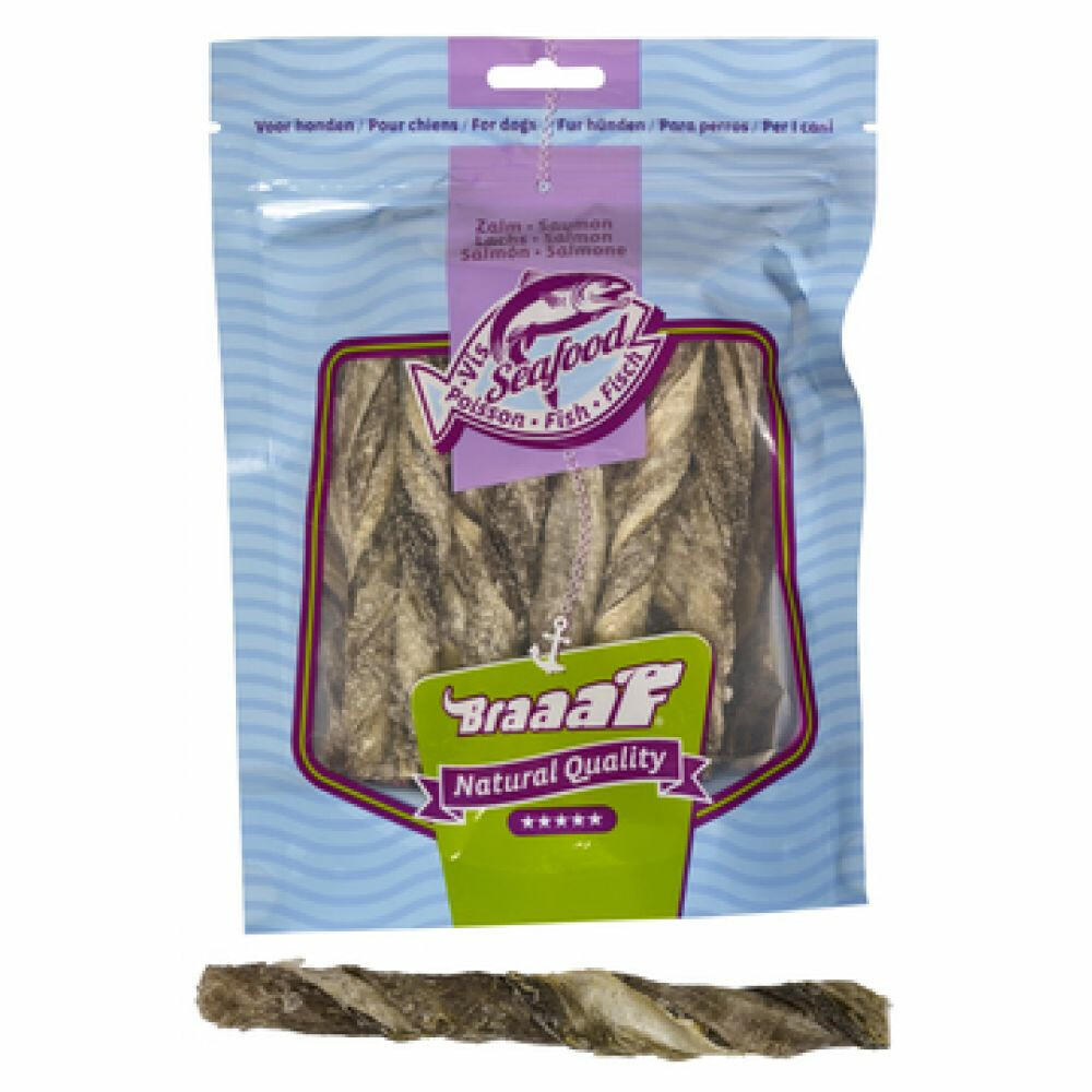 Braaaf Vissnacks Zalmhuid Sticks 12 cm70 gr