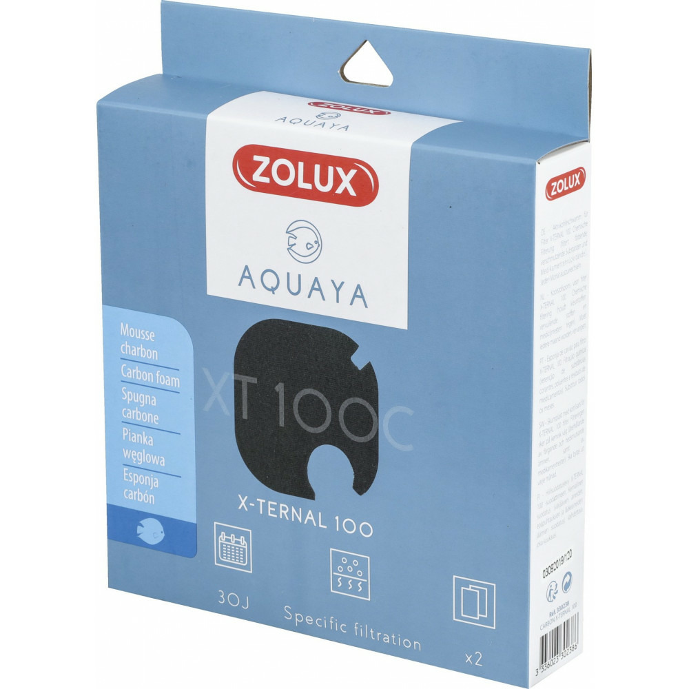 Filtre pour pompe x-ternal 100, filtre xt 100 c mousse charbon x 2. Pour aq
