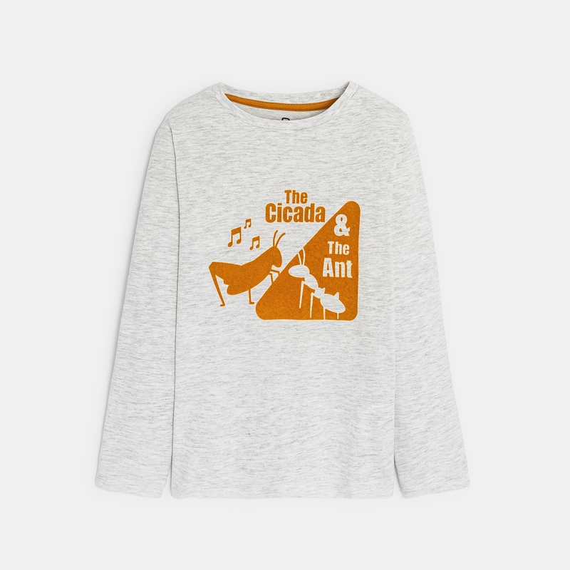 T-shirt manches longues thème fables blanc garçon