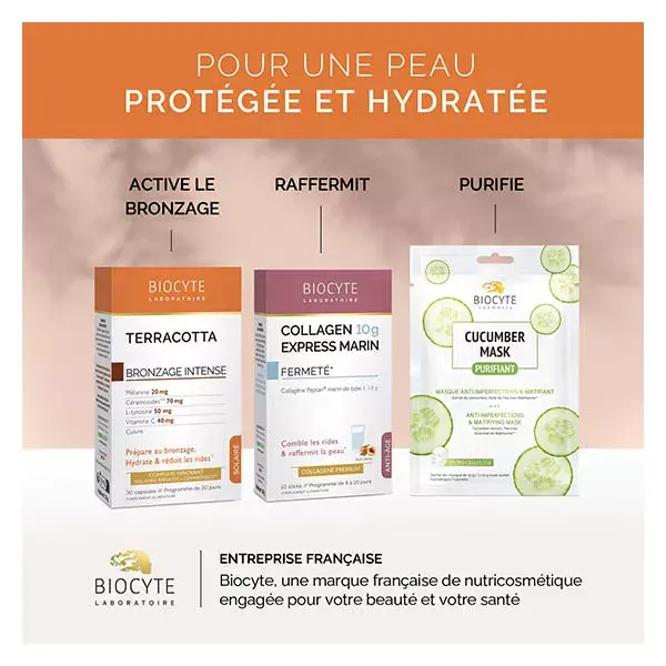 Gomas autobronzeadoras Biocyte com vitaminas e cobre para um bronzeado mais intenso (60 unidades).