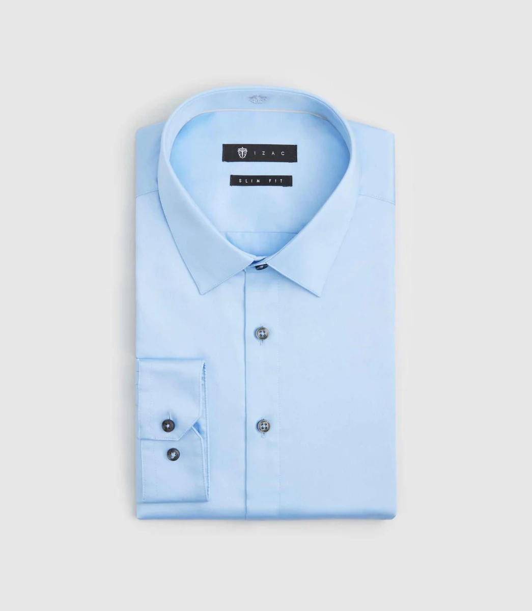 Chemise slim coton bleu pastel 