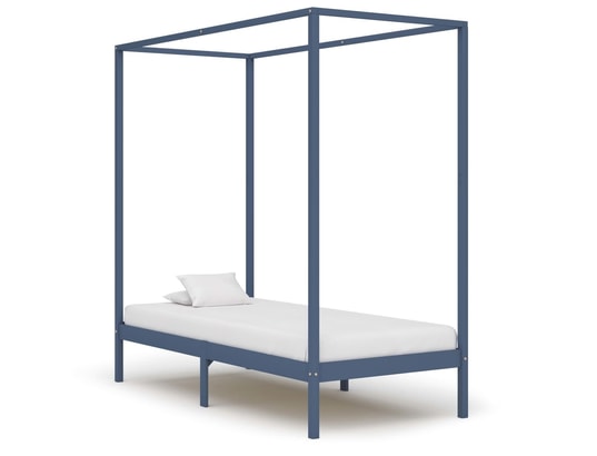 VIDAXL - Sommier  90 x 200 Cadre de lit à baldaquin gris bois de pin massif 90 x 200 cm