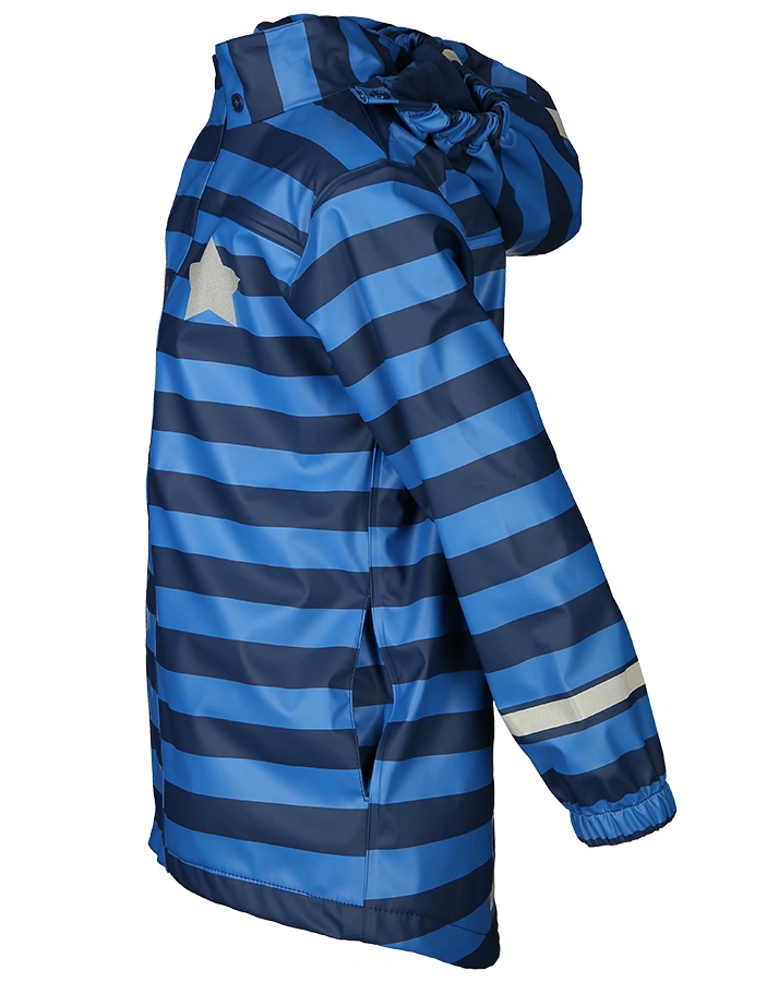 Regenjacke RAINDROP gestreift mit Innenfleece in blau