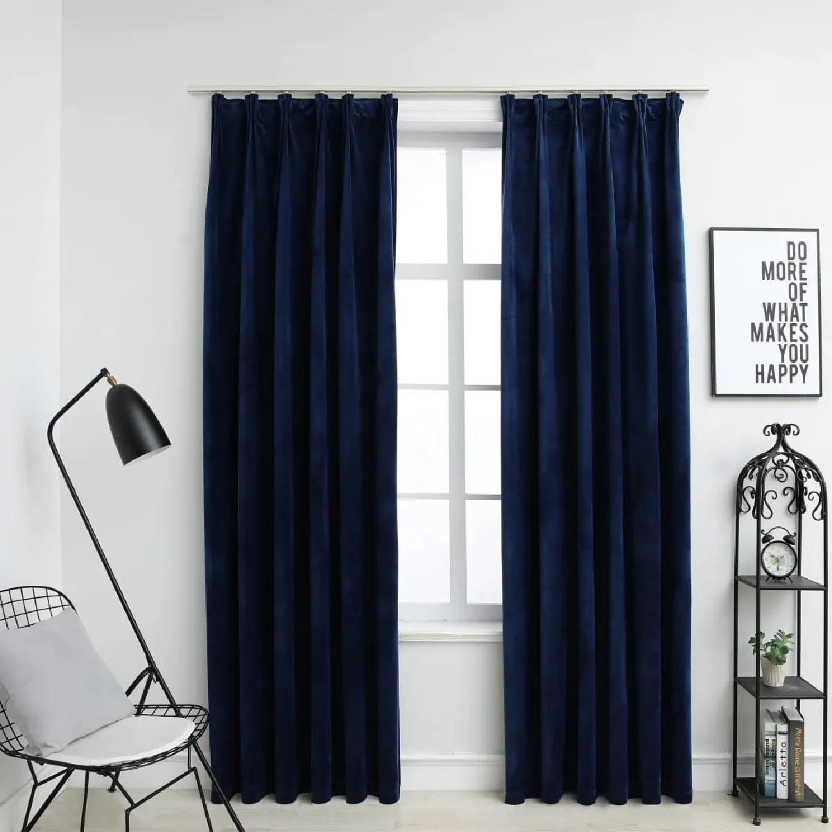 vidaXL Rideaux occultants Bleu foncé