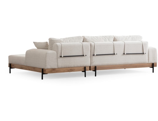 CONCEPT1 - Canapé tissu Eti chêne angle droit blanc 280 x 98 x h78