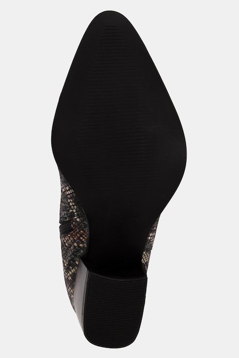 Lederstiefel, XXL-Schaft, Schlangenlederoptik, Weite H