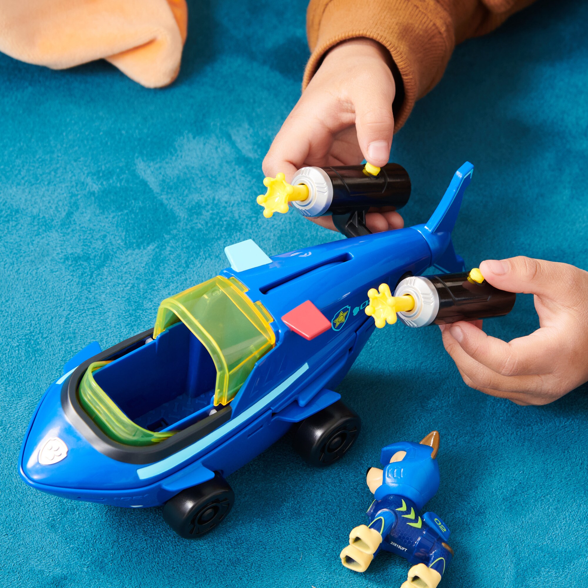 Spin Master Spielfahrzeug Paw Patrol Aqua Pups - Basis Fahrzeug im Hai-Design mit Chase-Welpenfigur