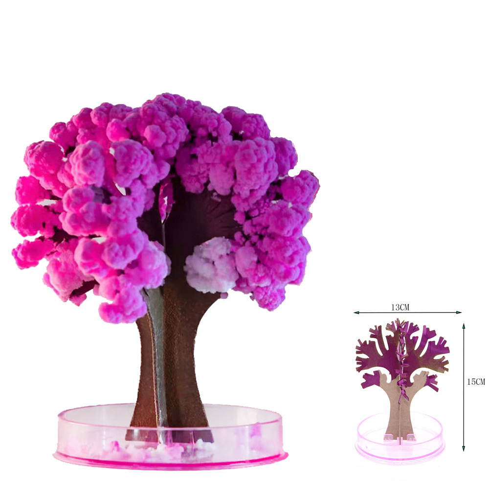 (15x13cm) Blühender Magic Sakura Deko Baum DIY Kinder Wasser Spielzeug Kristall Kirschblüten - Pink