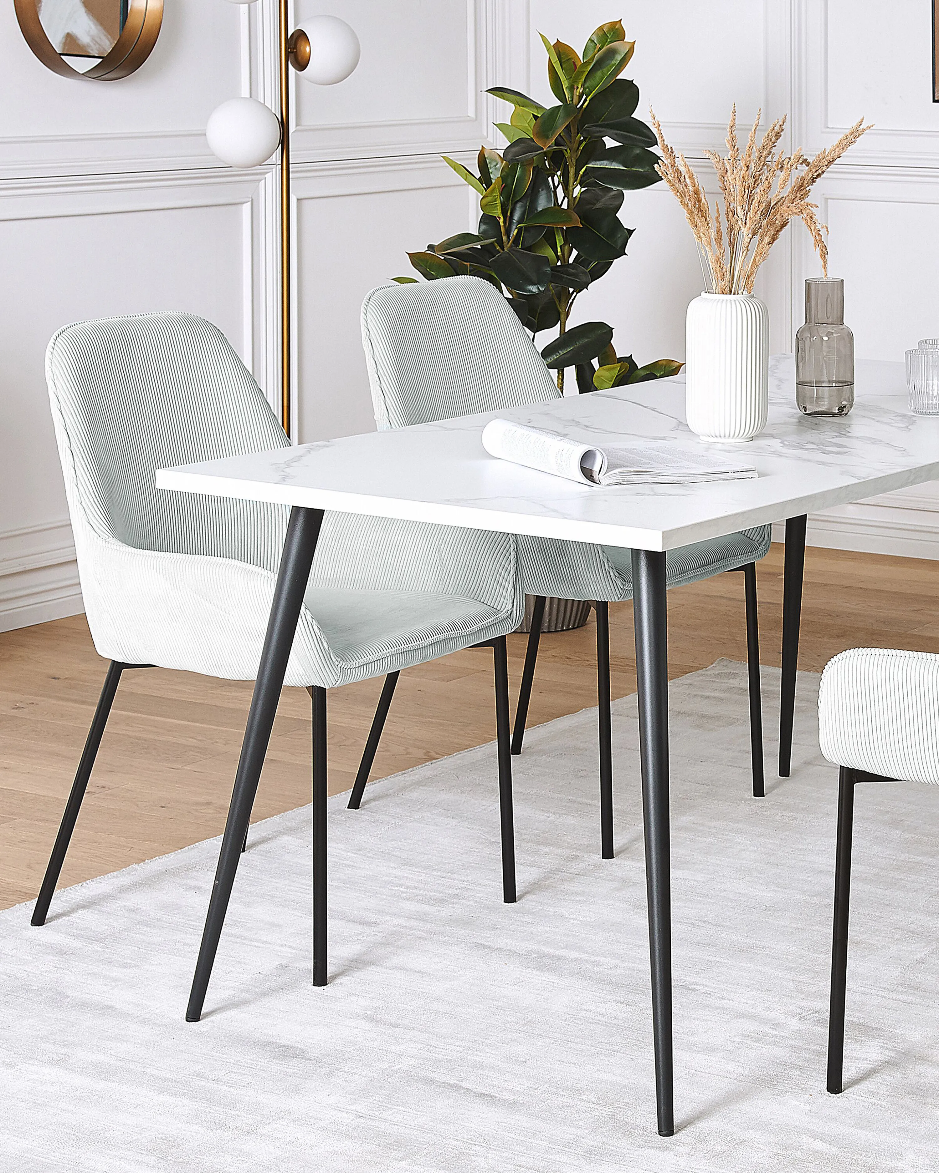 Set van 2 eetkamerstoelen LOVERNA Corduroy Mintgroen