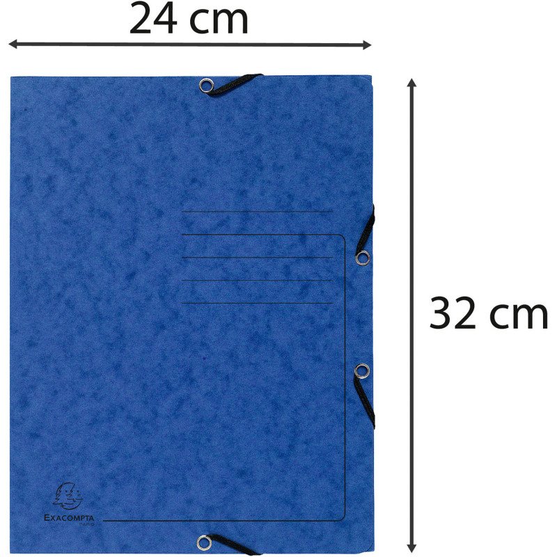 Chemise à élastique 3 rabats carte Exacompta 24 x 32 cm - couleurs assorties