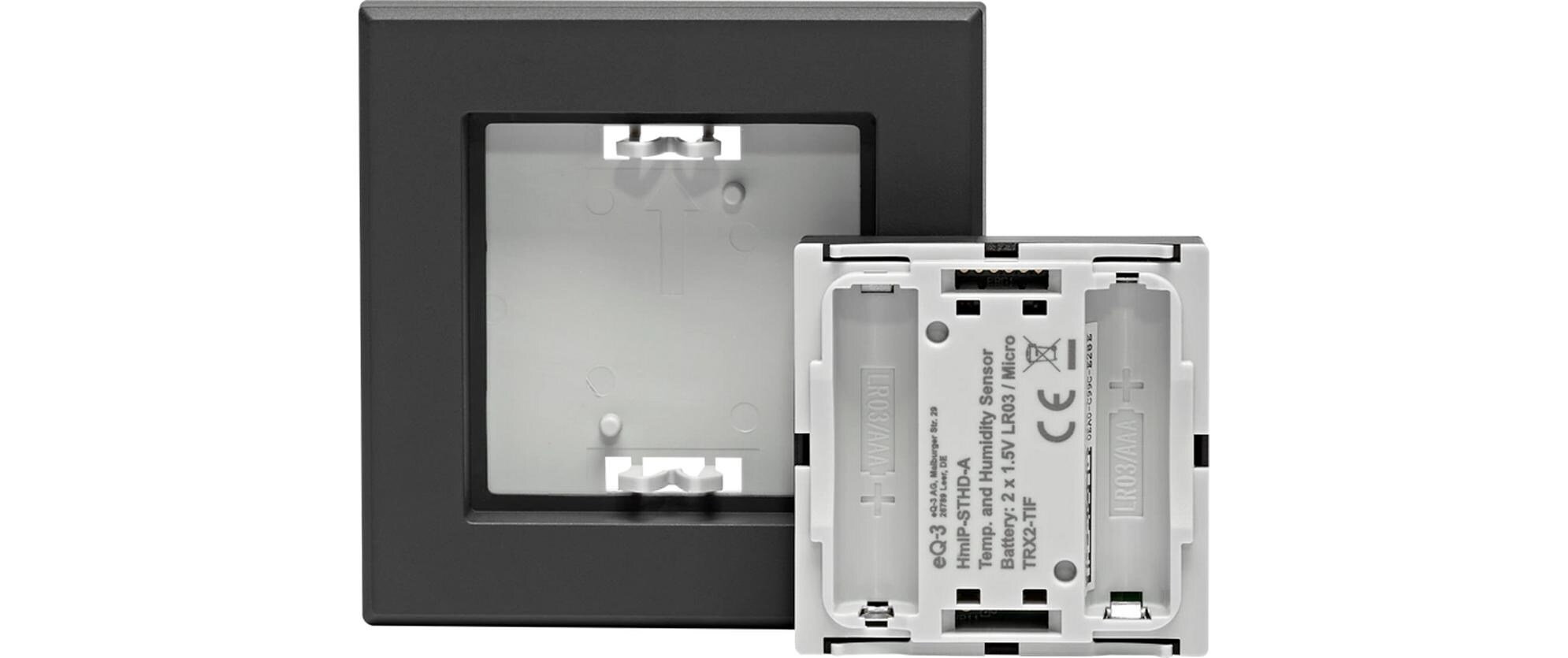Funk-Temperatur- und Luftfeuchtigkeitssensor - AnthrazitSmart Home Temperatur- und Luftfeuchtigkeitssensor mit Display – HmIP-STHD-A