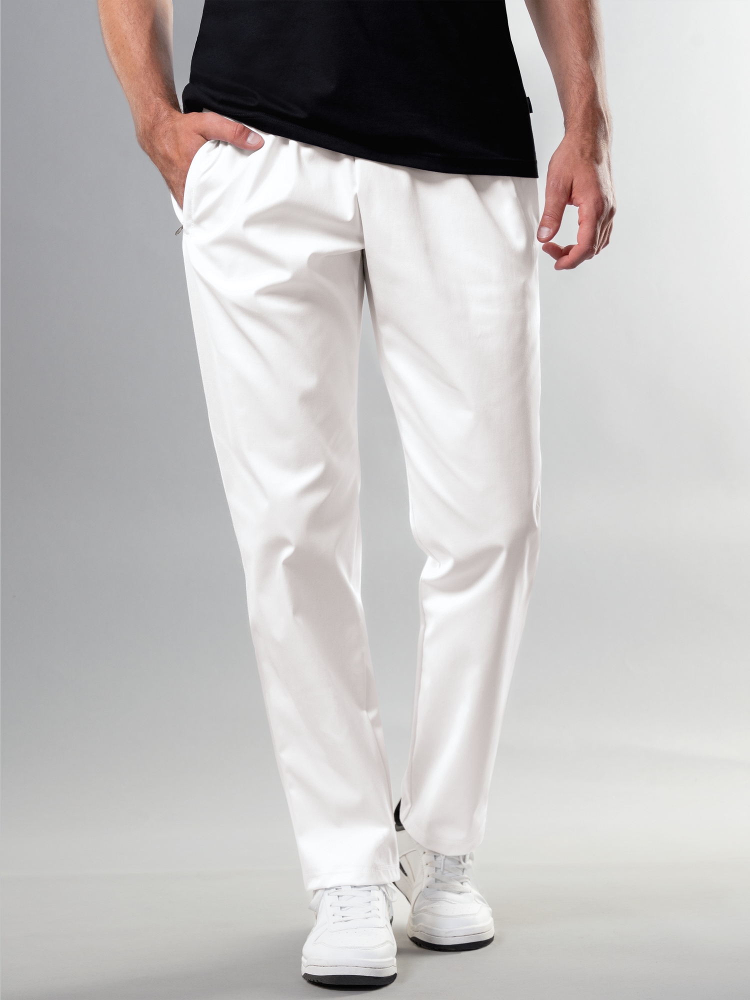 Freizeithose aus elastischer Webware Weiss