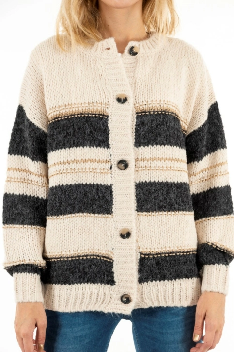 gilets cardigans ichi osansa 133801 crystal gray