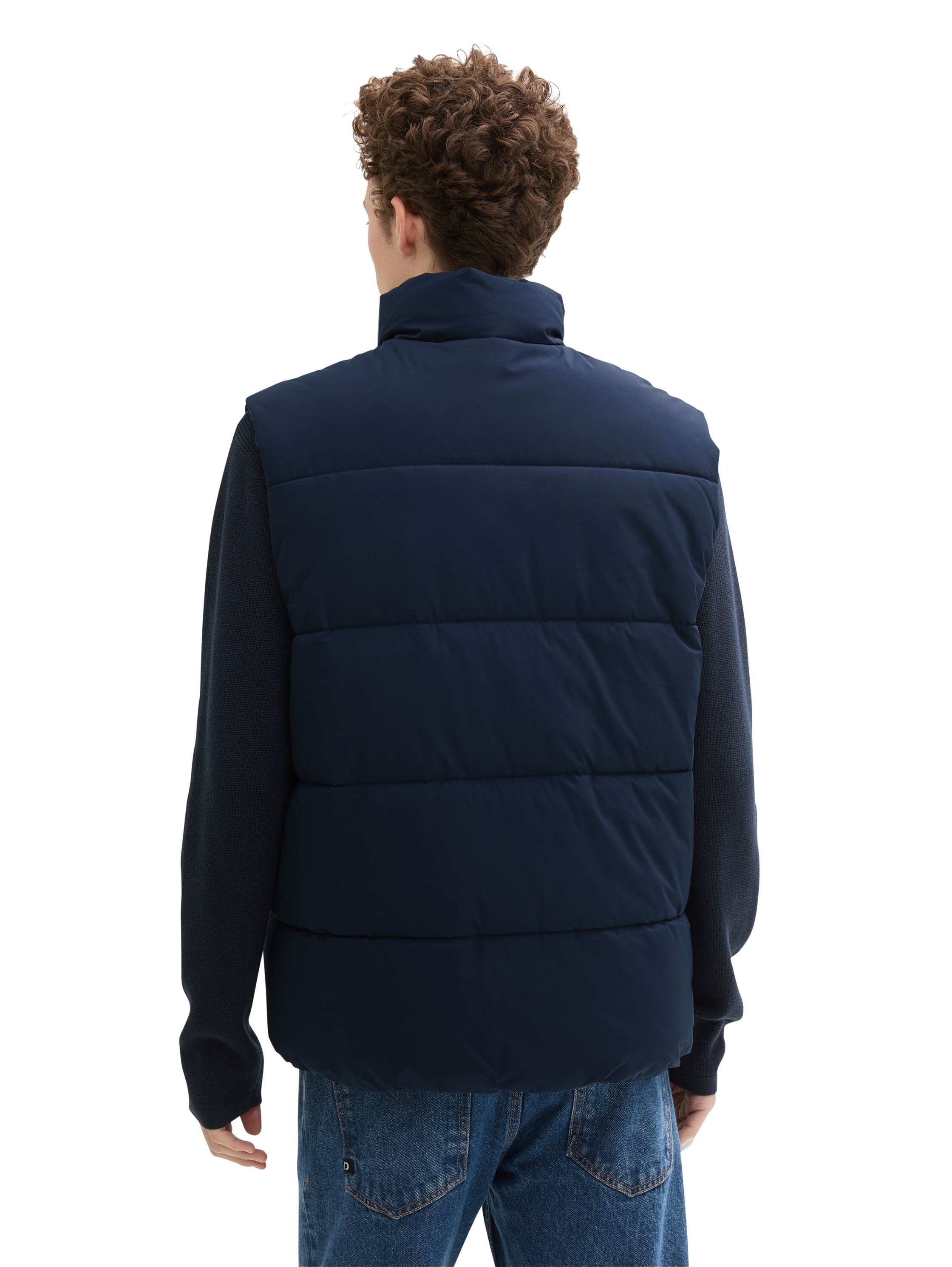 TOM TAILOR Denim Steppweste mit Stehkragen und Logo-Stickerei