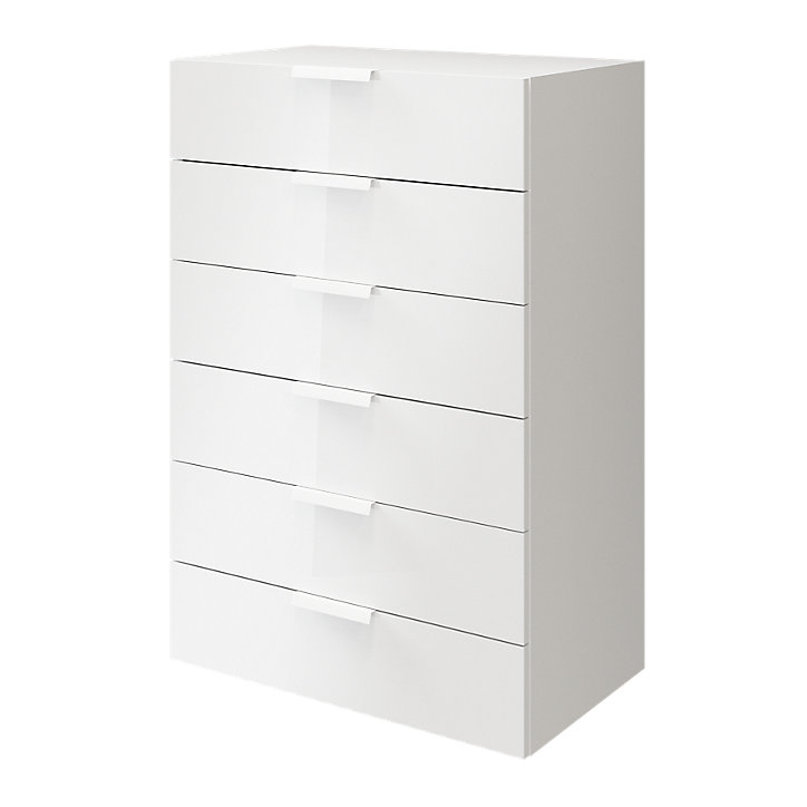 Commode blanche 6 tiroirs GoodHome Atomia H. 112,5 x L. 75 x P. 45 cm