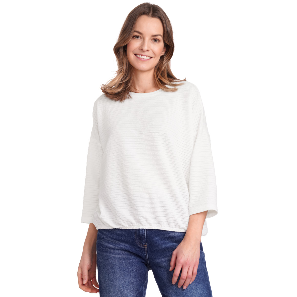 Gina Benotti Damen Shirt mit 3/4-Ärmeln weiss