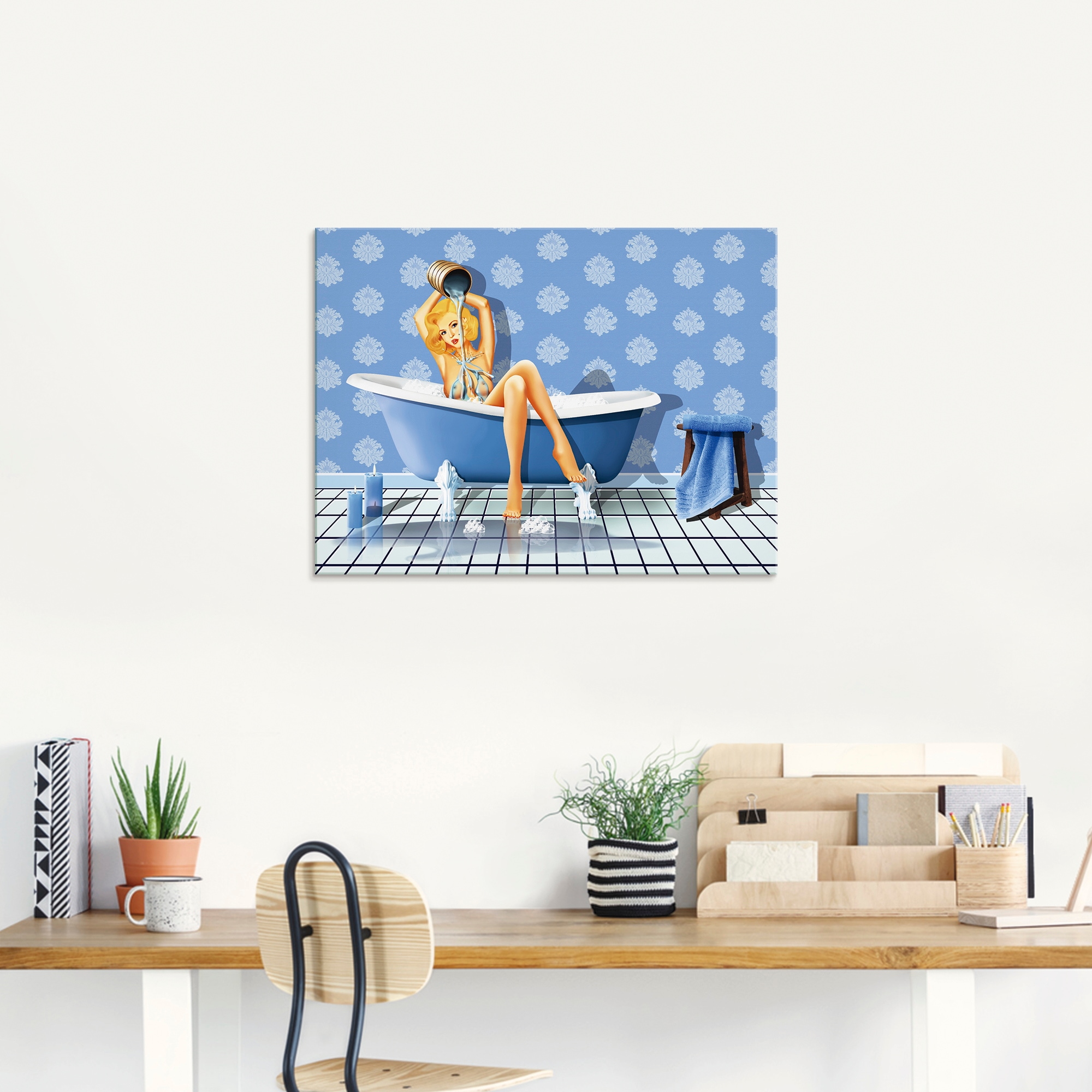 Artland Glasbild »Das sexy blaue Badezimmer« Frau 1 Stk. tlg. in verschiedenen Grössen