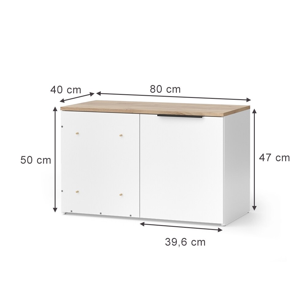 Vicco Eckkommode Wido Weiß Eiche 80 x 50 cm mit Tür