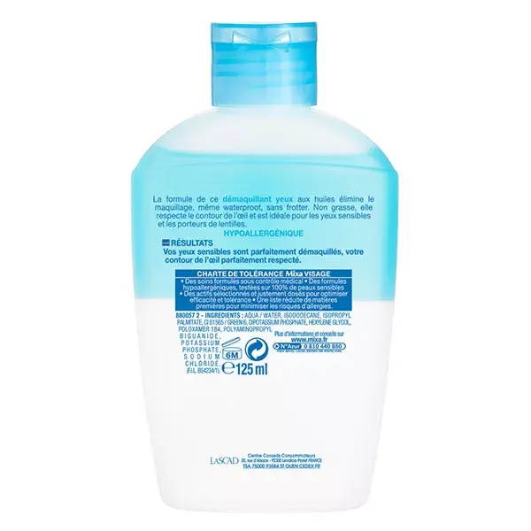 Demaquilante facial Mixa para olhos sensíveis e usuários de lentes de contato 125ml