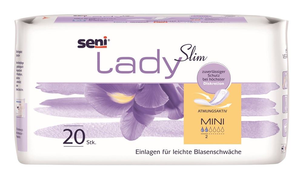 Seni Lady Slim Mini Einlage<br>20 Stück, atmungsaktive anatomische 9.5x22.5cm 2 Tropfen