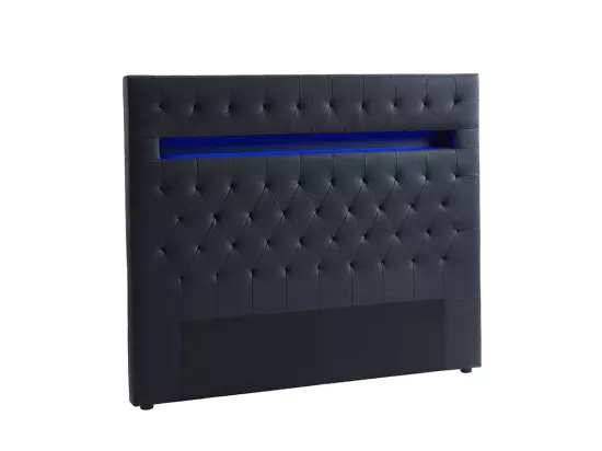 Tête de lit SUPERNOVA II - 170 cm - Avec LEDs - Simili noir