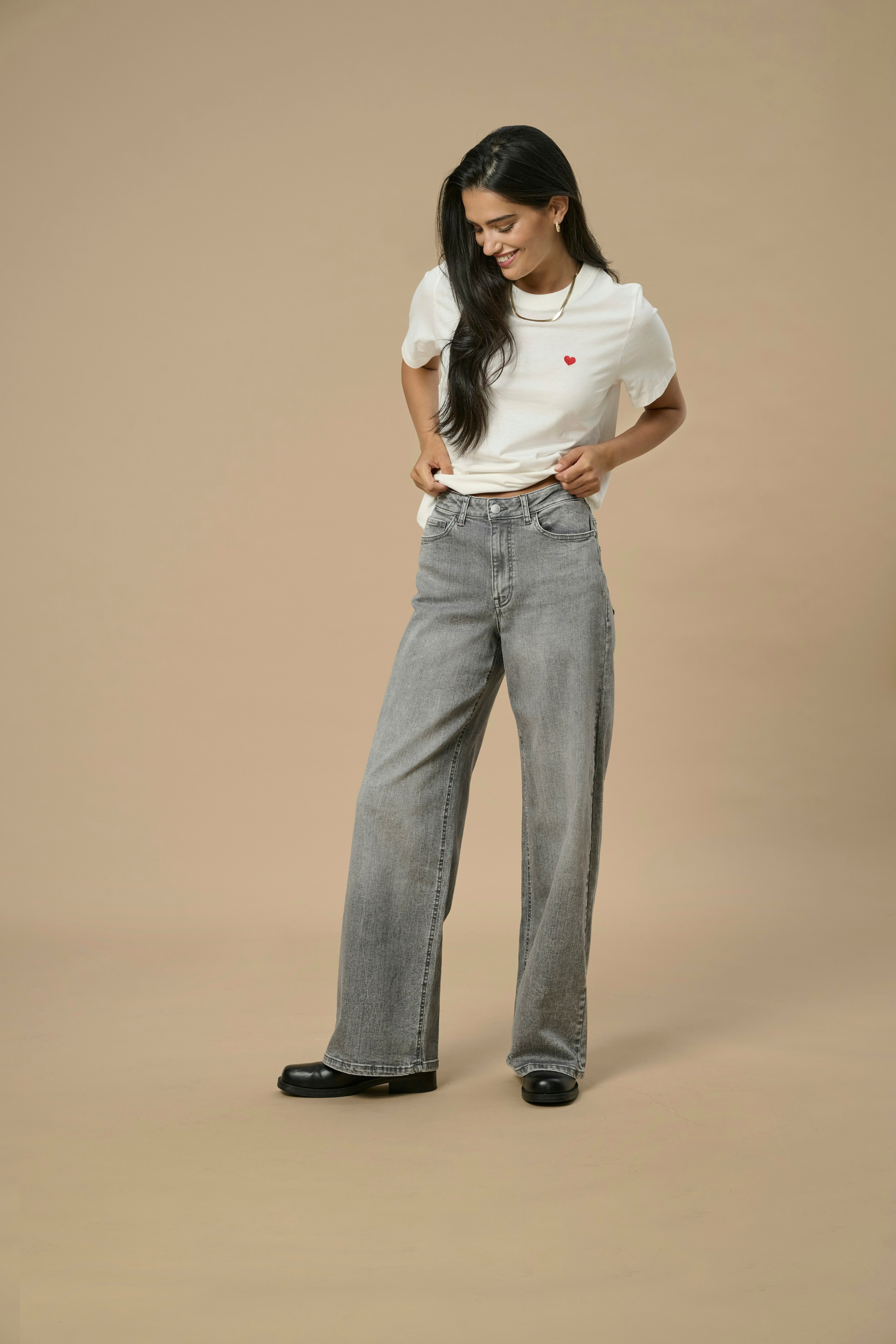 JDY High-waist-Jeans »JDYFELINA-FINA HW WIDE JNS  LT GREY DNM«