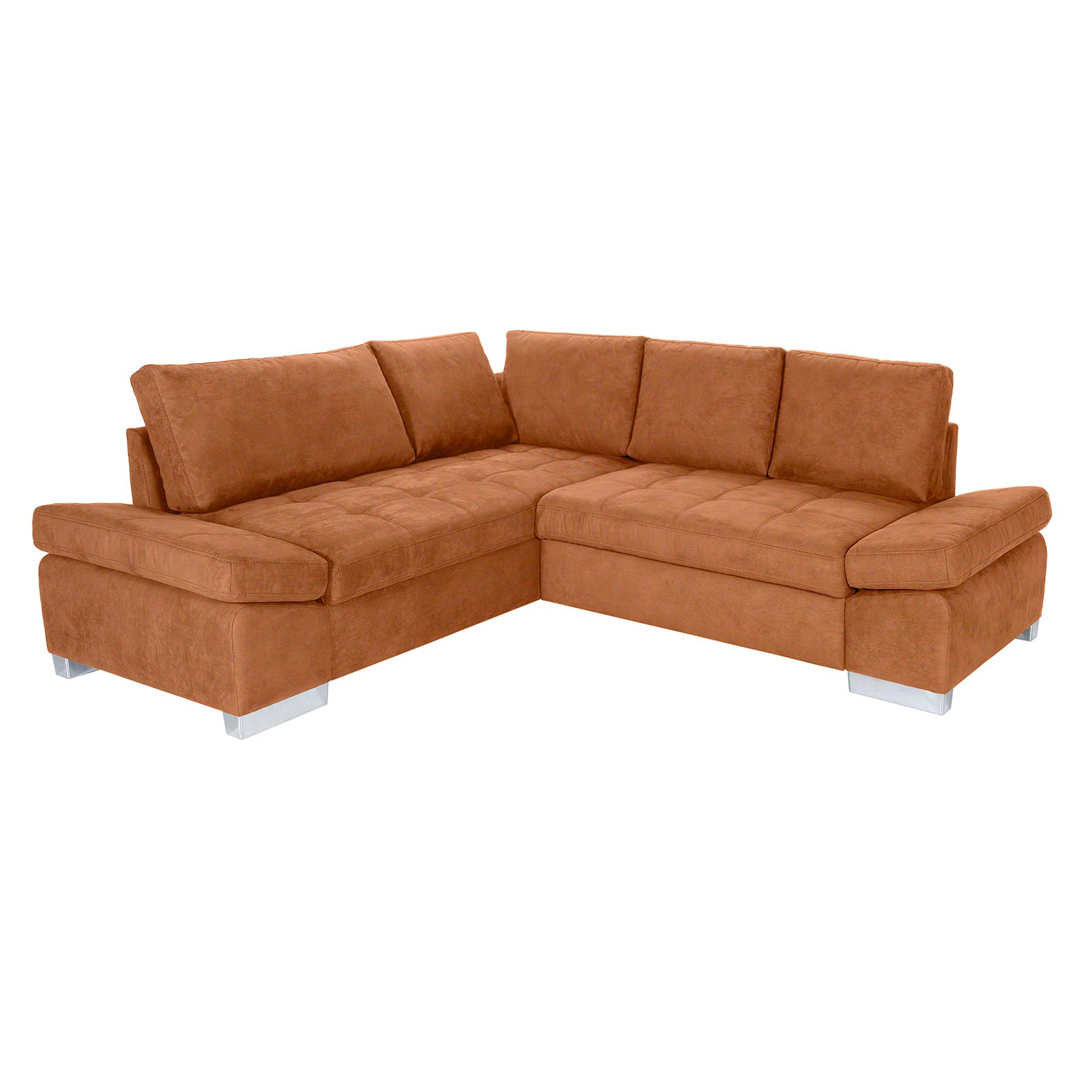 Ecksofa - cognac - Liegefunktion rechts