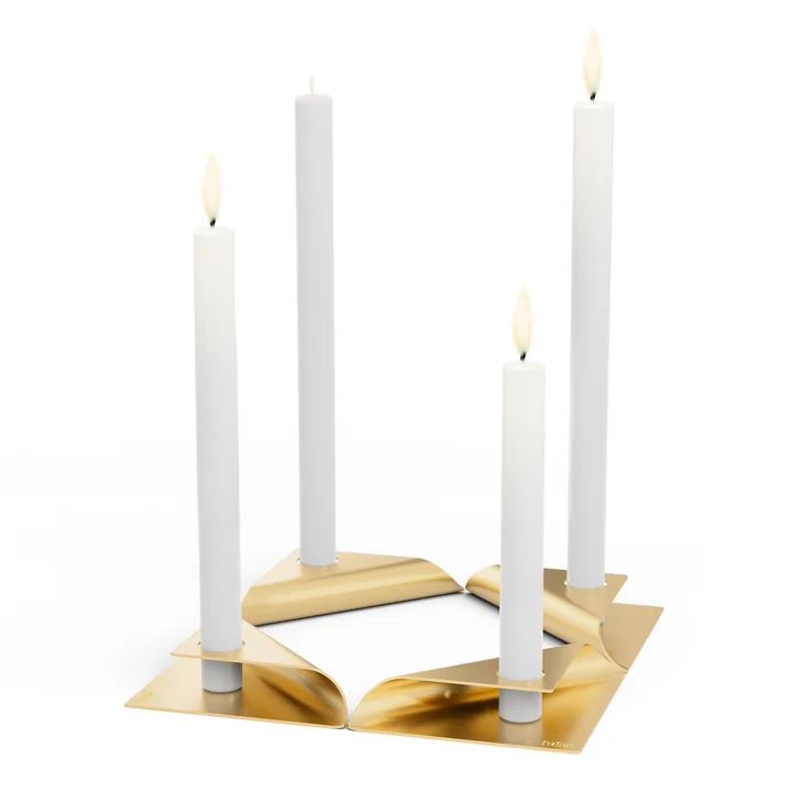 höfats - Square Candle Kerzenhalter, gold (4er-Set)