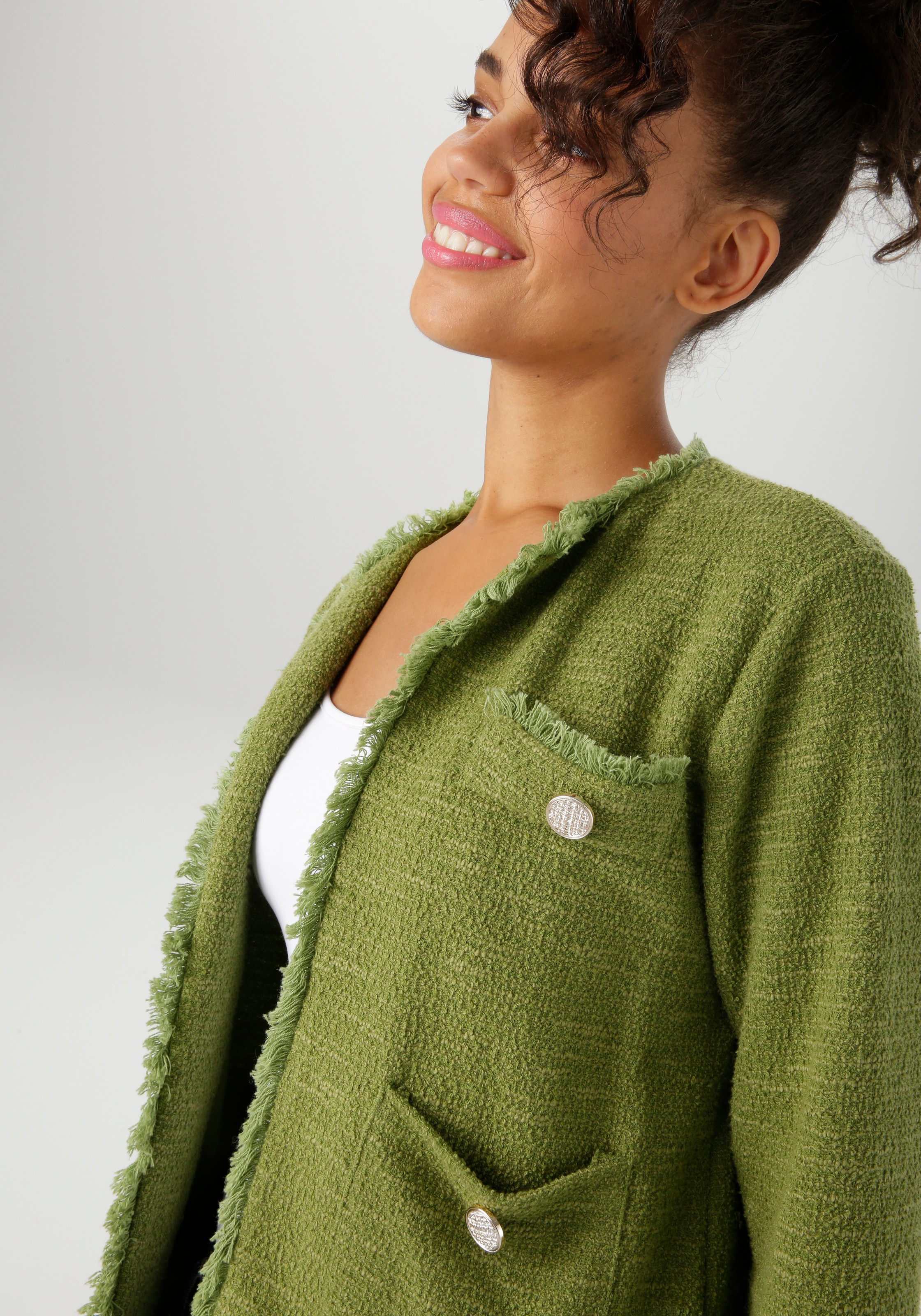 Aniston CASUAL Kurzjacke aus meliertem Bouclé-Jacquard - NEUE KOLLEKTION