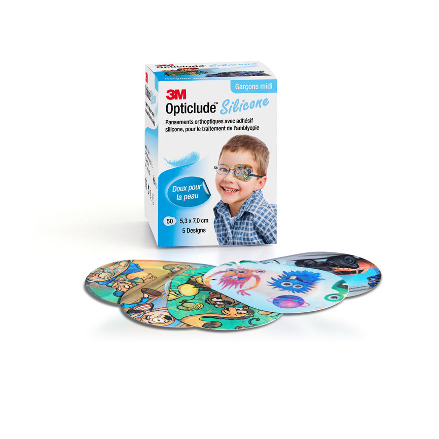 3M Opticlude Silicone Midi øyelapper gutt 5,3cm x 7cm 50 stk