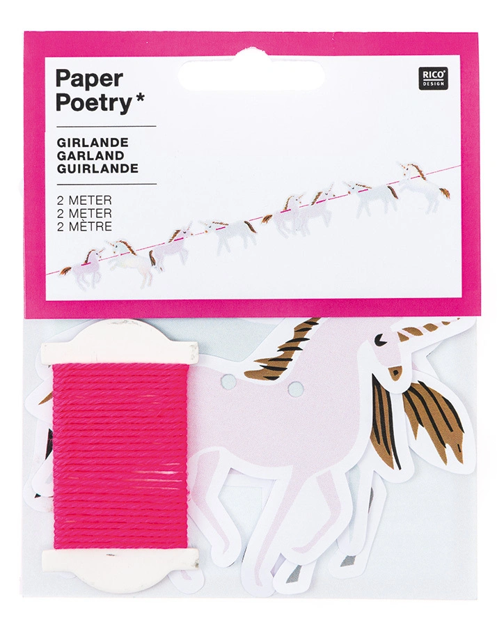 Papier-Girlande EINHORN (2m) in pastell